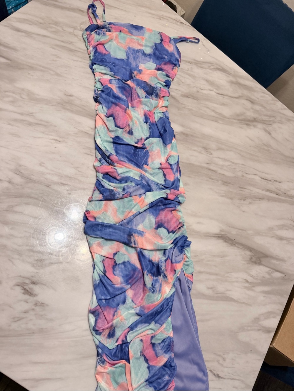 privy Pastel Watercolor Slip Dress in Blue, Pink & Mint